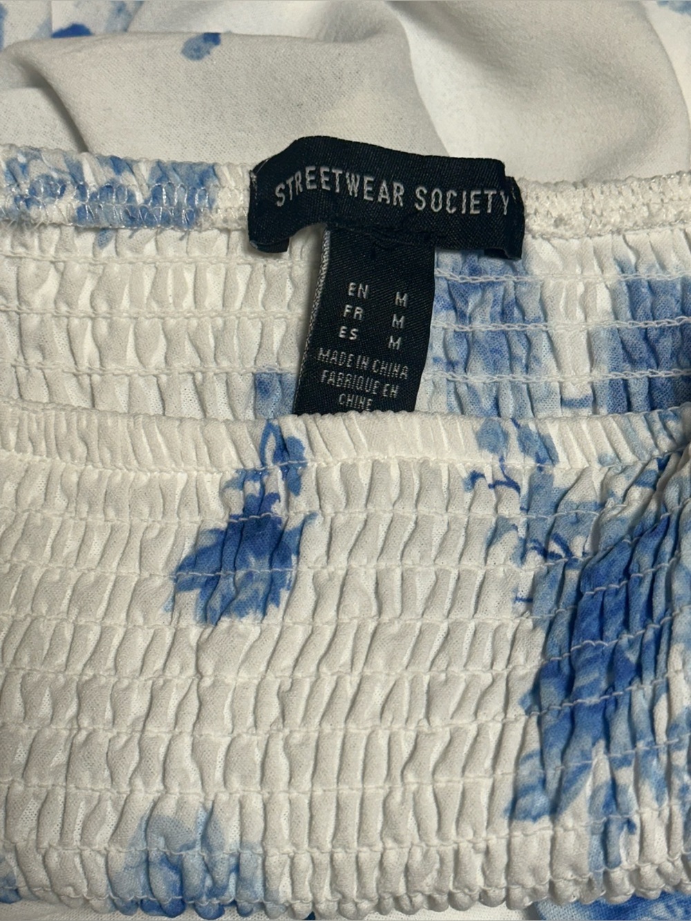 Streetwear Society White Maxi Dress with Blue Floral Print - Picture 3 of 5